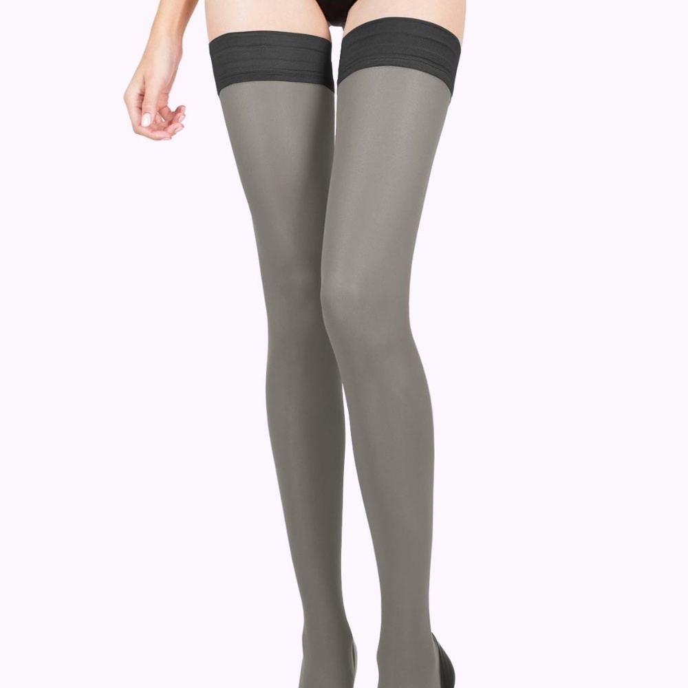 Gray stockings, thigh highs